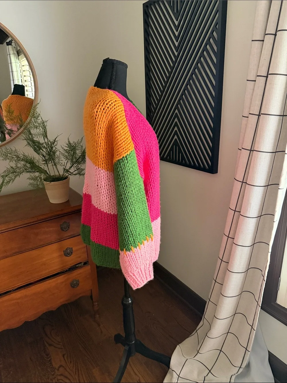 POL Multicolor block chunky knit cardigan large - Picture 3 of 13